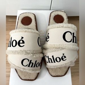 Chloe woody sherling slide sandal